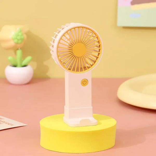 PORTABLE HANDHELD FAN WITH PHONE HOLDER - USB RECHARGEABLE MINI DESK FAN FOR TRAVEL, OFFICE, AND DORM