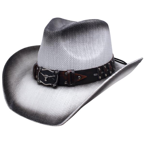 TEXTURE LEATHER BUCKLE ACCENT WESTERN STYLE COWBOY HAT