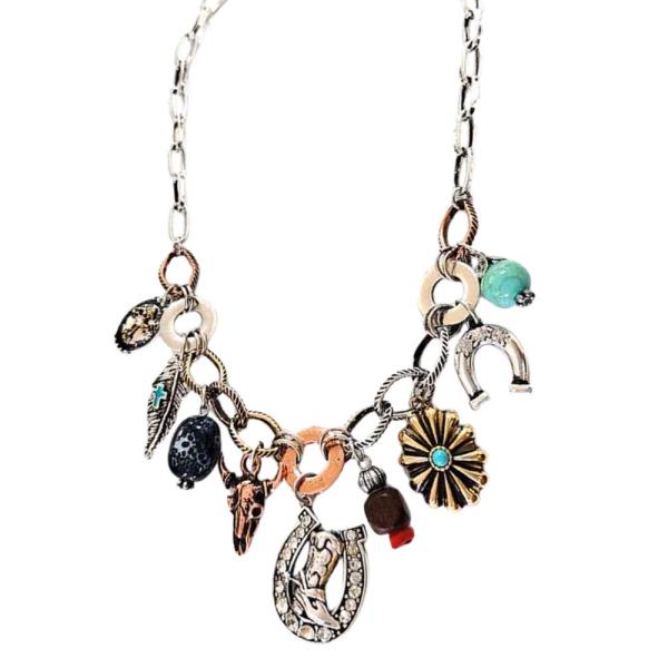 WESTERN MULTI CHARM STATION NECKLACE