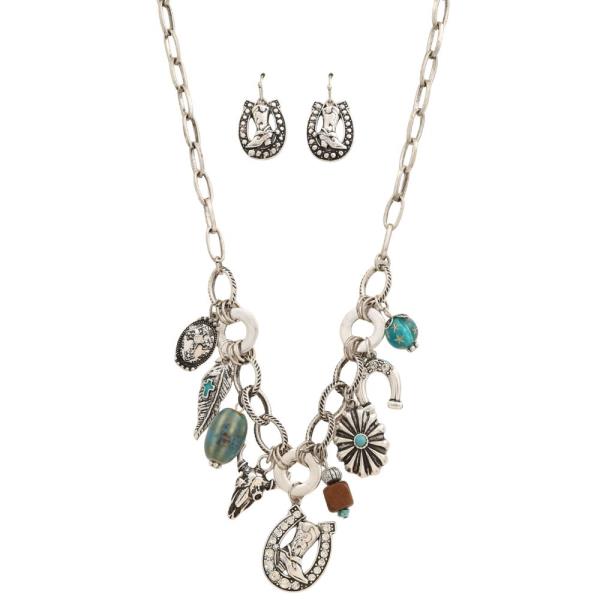 WESTERN MULTI CHARM STATION NECKLACE