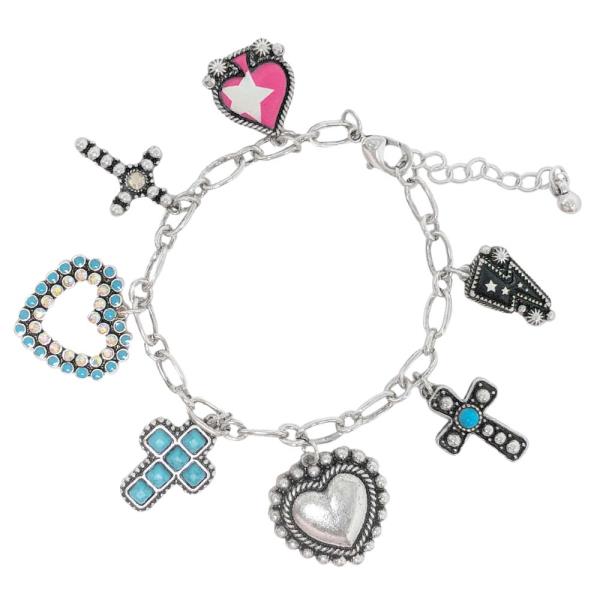 WESTERN CROSS MULTI CHARM BRACELET