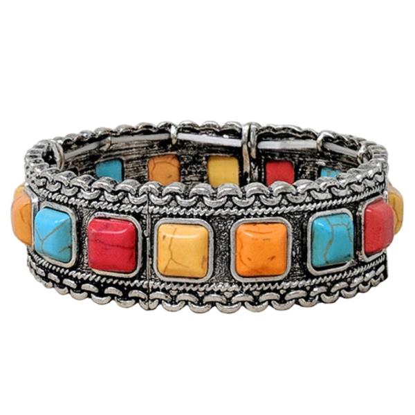 WESTERN CHAIN SEMI STONE BEAD BRACELET