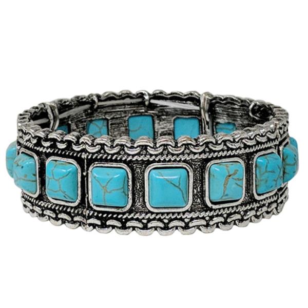 WESTERN CHAIN SEMI STONE BEAD BRACELET