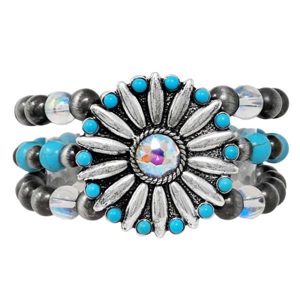 WESTERN CONCHO BEADED BRACELET