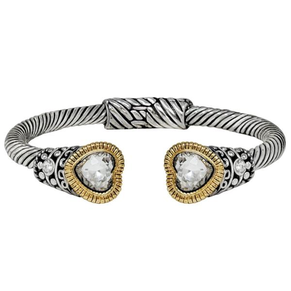 TAILORED RHINESTONE HEART SHAPE HINGLE BANGLE BRACELET