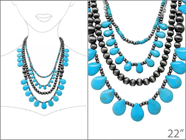 WESTERN TEARDROP BEADED LAYERED NECKLACE