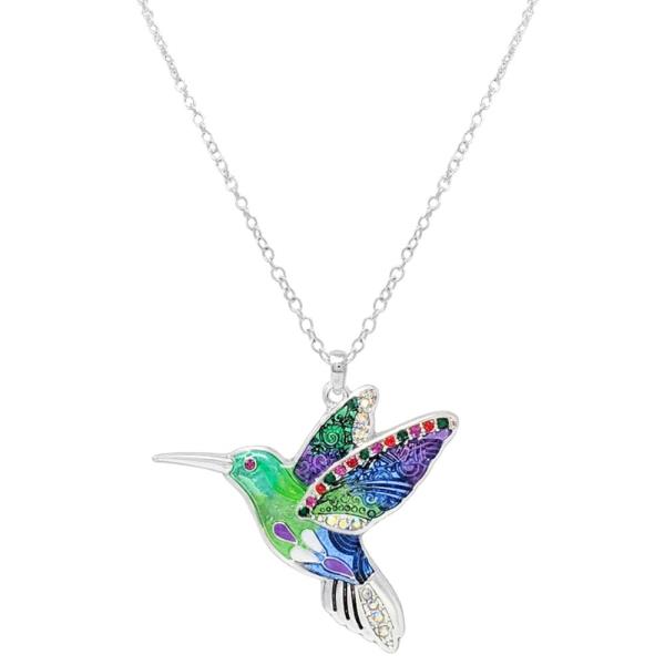 HUMMINGBIRD RHINESTONE PENDANT NECKLACE