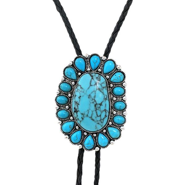 WESTERN BEADED CONCHO BOLO NECKLACE