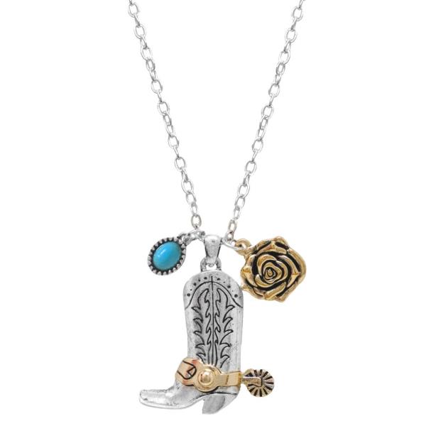 WESTERN BOOT PENDANT NECKLACE
