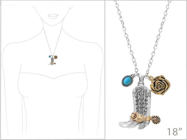 WESTERN BOOT PENDANT NECKLACE