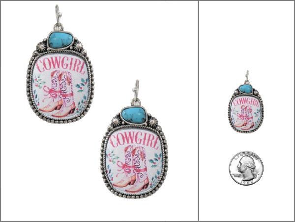 WESTERN COWGIRL CHRISTMAS PRINT EARRING