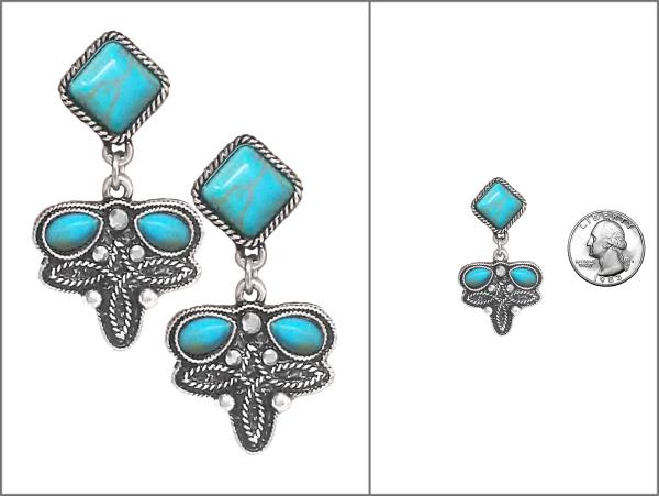 WESTERN GLASS STONE RHINESTONE EARRING