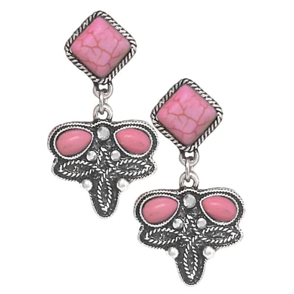 WESTERN GLASS STONE RHINESTONE EARRING