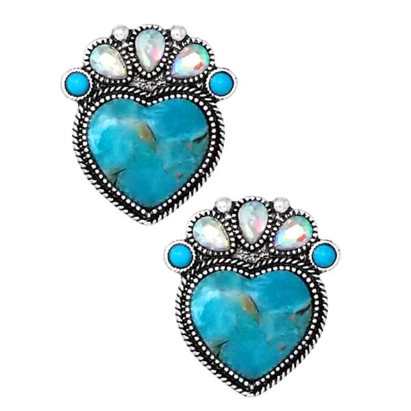 HEART GLASS STONE EARRING