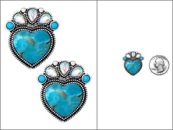 HEART GLASS STONE EARRING