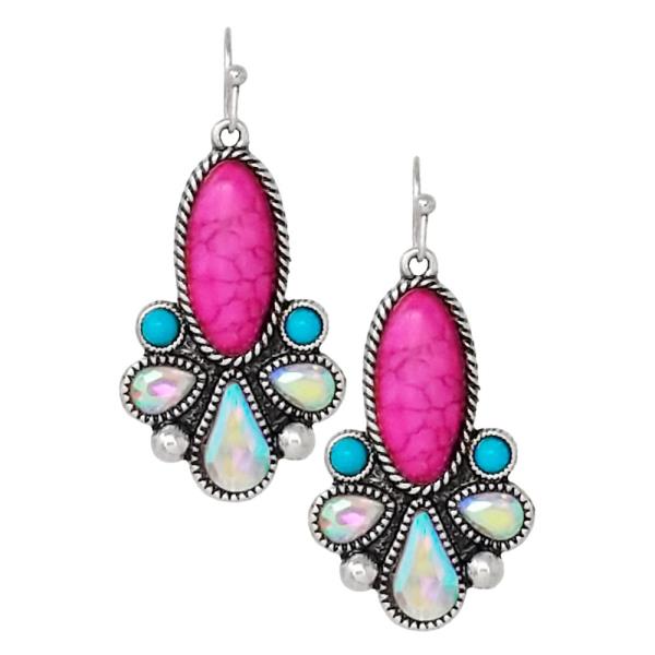 WESTERN GLASS STONE BEADED EARRING