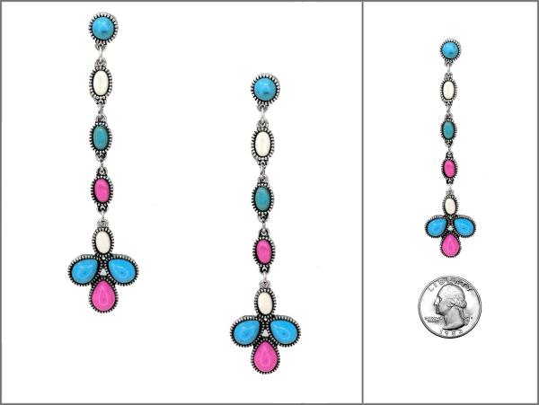 WESTERN SEMI STONE DANGLE EARRING