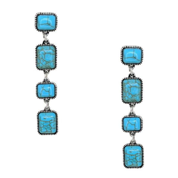 WESTERN SQUARE BEAD DANGLE EARRING