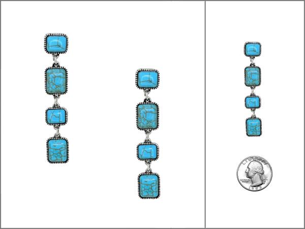WESTERN SQUARE BEAD DANGLE EARRING