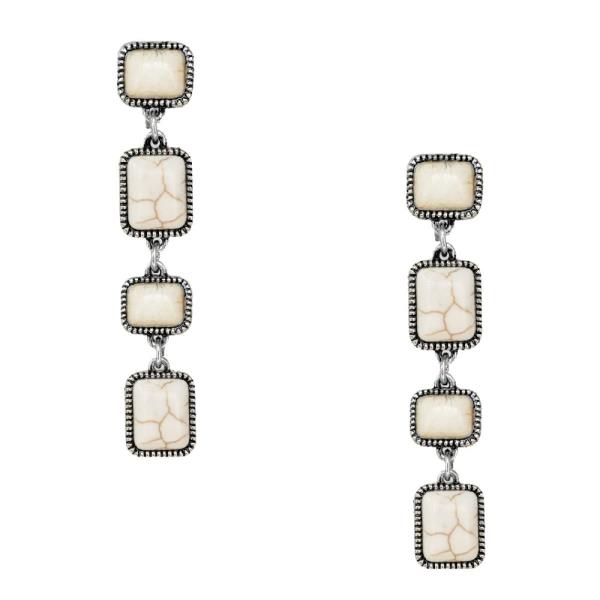 WESTERN SQUARE BEAD DANGLE EARRING