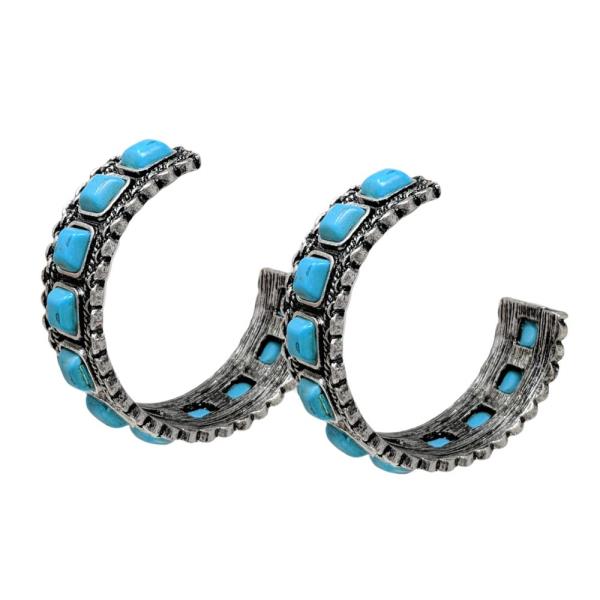 WESTERN CHAIN BEADED OPEN HOOP EARRING
