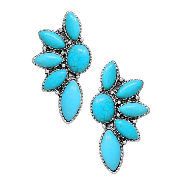 WESTERN SEMI STONE POST EARRING