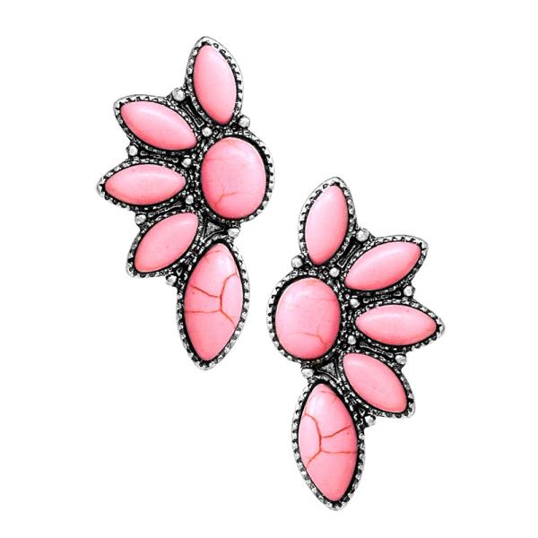 WESTERN SEMI STONE POST EARRING