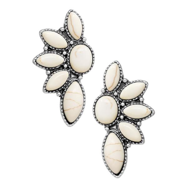 WESTERN SEMI STONE POST EARRING