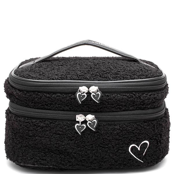 BEAUTY CREATIONS COSMETIC HANDLE ZIPPER POUCH BAG BLACK