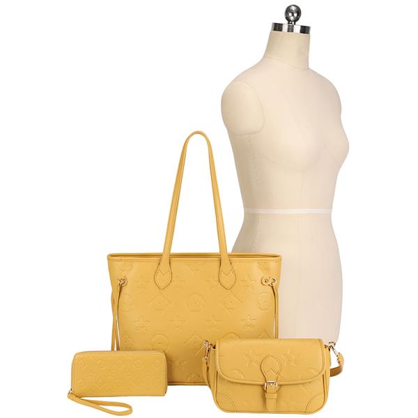 3IN1 DESIGN TEXTURE TOTE W CROSSBODY AND WALLET SET