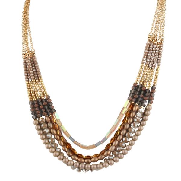 MIXED BEAD LAYERED NECKLACE