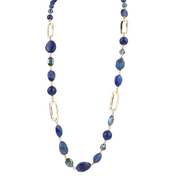 MIXED BEAD OVAL LINK STATION NECKLACE