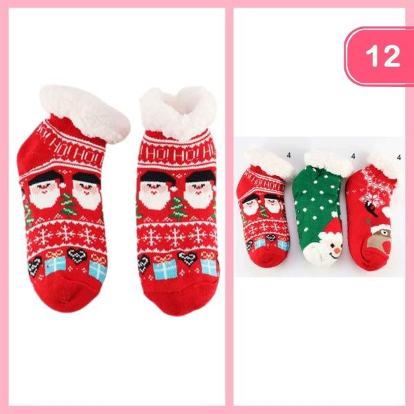 CHRISTMAS THEMED COZY SOCKS (12 UNITS)