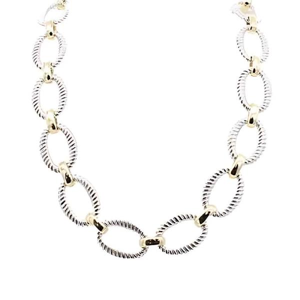 TWO TONE OVAL LINK METAL NECKLACE