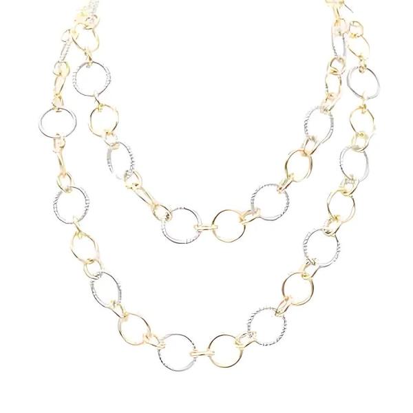 TWO TONE CIRCLE OVAL LINK NECKLACE
