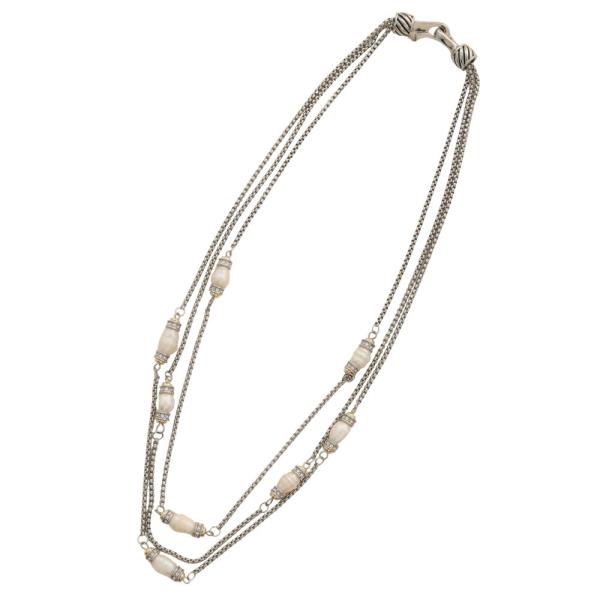 PEARL BEAD TWO TONE LAYERED NECKLACE