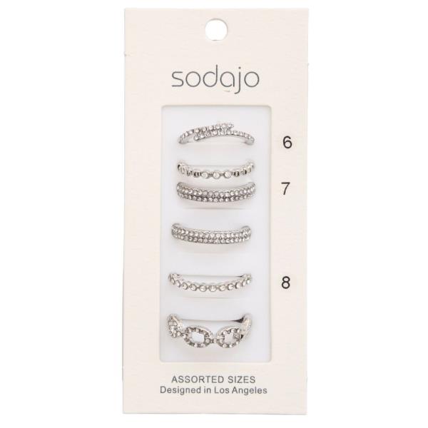 SODAJO ASSORTED RHINESTONE RING SET