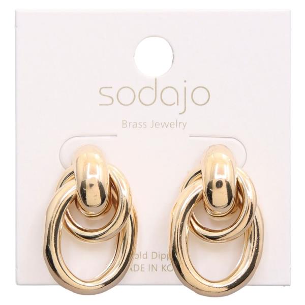 SODAJO CIRCLE OVAL LINK GOLD DIPPED EARRING