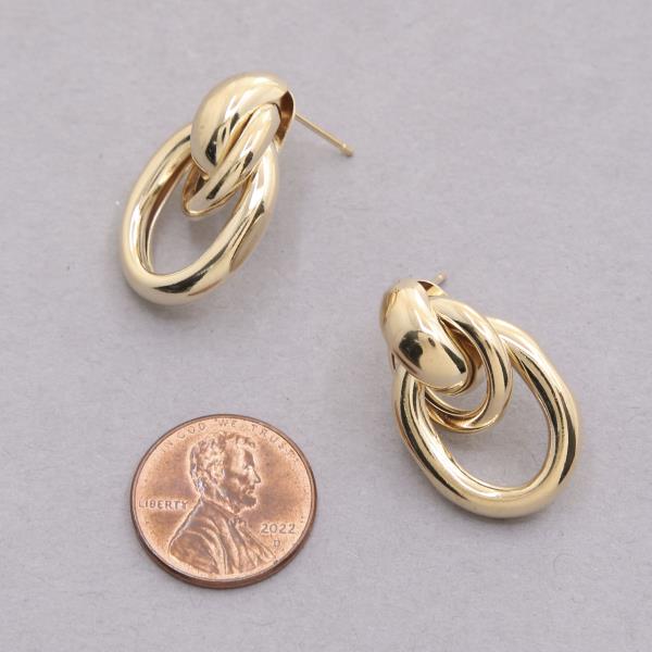 SODAJO CIRCLE OVAL LINK GOLD DIPPED EARRING