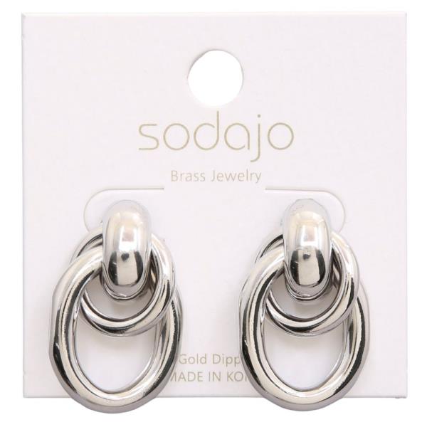 SODAJO CIRCLE OVAL LINK GOLD DIPPED EARRING
