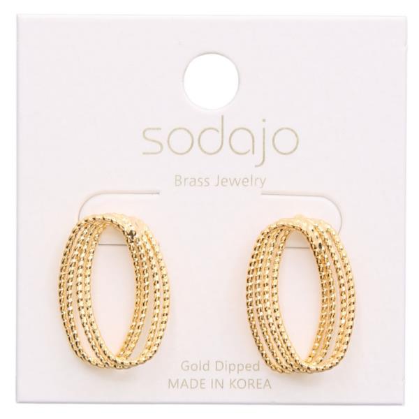 SODAO TEXTURED OVAL GOLD DIPPED EARRING