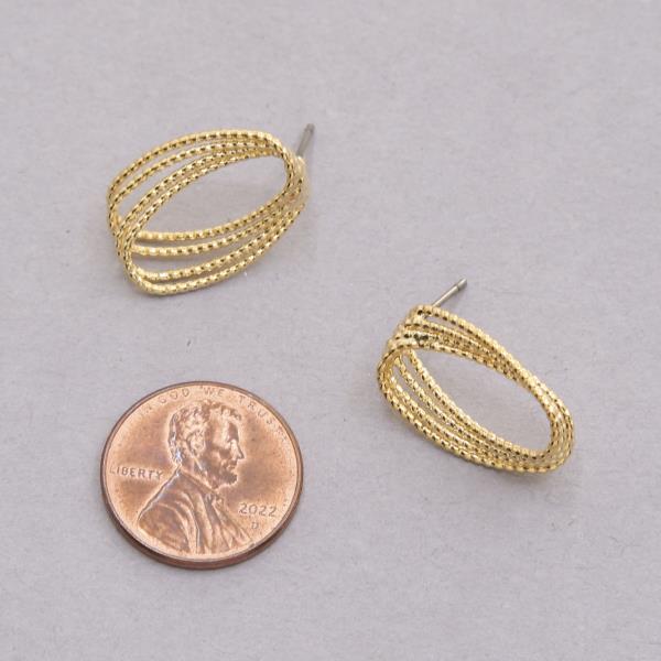 SODAO TEXTURED OVAL GOLD DIPPED EARRING