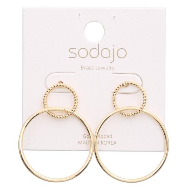 SODAJO DOUBLE CIRCLE LINK GOLD DIPPED EARRING