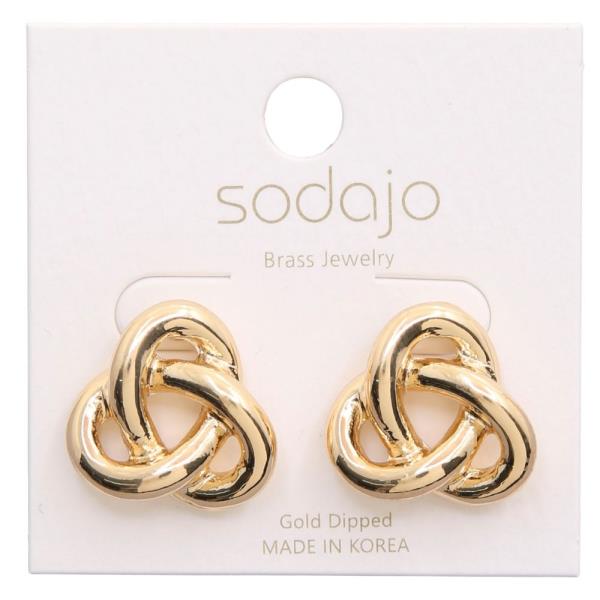 SODAJO KNOT GOLD DIPPED STUD EARRING