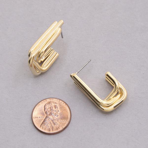 SODAJO OPEN RECTANGLE GOLD DIPPED EARRING