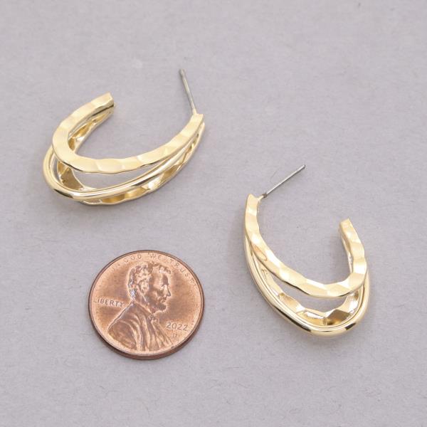 SODAJO TEXTURED OPEN OVAL GOLD DIPPED EARRING