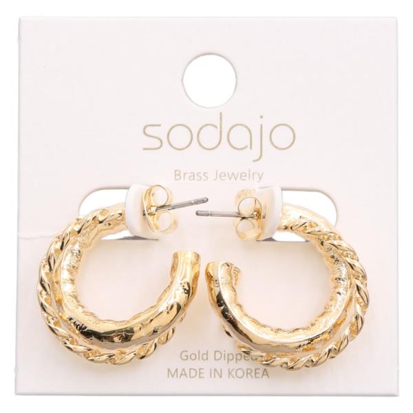 SODAJO DOUBLE OPEN HOOP GOLD DIPPED EARRING