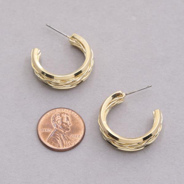 SODAJO WHEAT LINK OPEN HOOP GOLD DIPPED EARRING