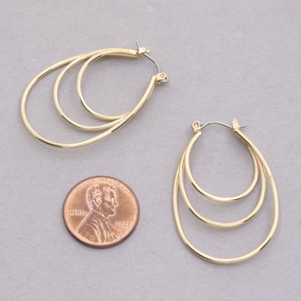 SODAJO TRIPLE TEARDROP METAL DANGLE EARRING
