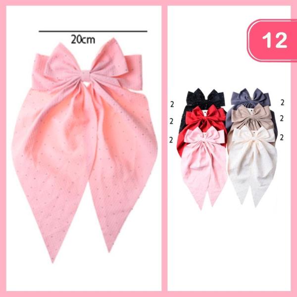 POLKADOT LONG TAIL HAIR BOW (12 UNITS)